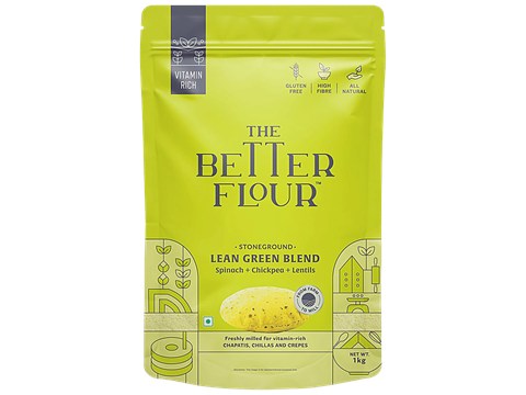 The Better Flour Lean Green Blend Flour - Stoneground, Spinach, Chickpea, Lentils, 1 kg