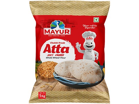 Mayur Whole Wheat/Chakki Fresh Atta - Rich In Protein & Fibre, No Preservatives, 1 kg