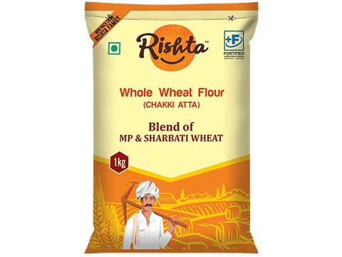Rishta Whole Wheat Flour/Chakki Atta - Rich In Fibre & Iron, Promotes Healthy Growth, 1 kg