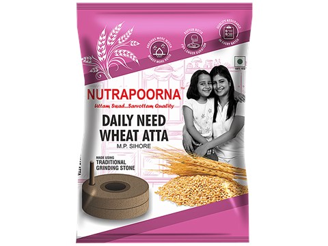 Nutrapoorna Daily Need Wheat Atta - Premium, Fresh, Helps In Digestion, No Preservatives, 1 kg