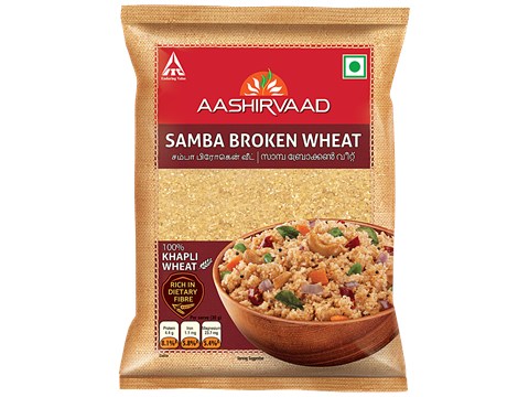 Aashirvaad Samba Broken Rava - Made From Khapli Wheat, Rich In dietary fibre, 500 g