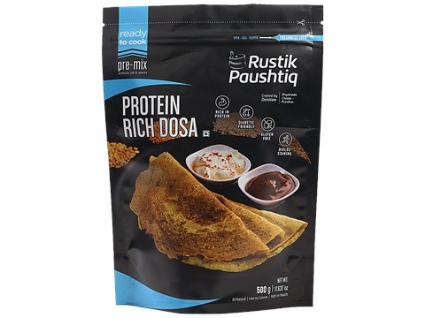 Rustik Paushtiq Protein Rich Dosa - Rich In Protein, Gluten Free & Diabetic Friendly, 500 g