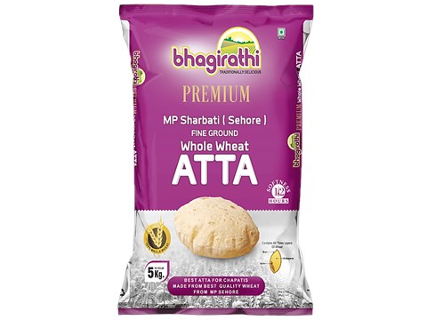 Bhagirathi Premium MP Sharabati Whole Wheat Atta - Fine Ground, 5 kg