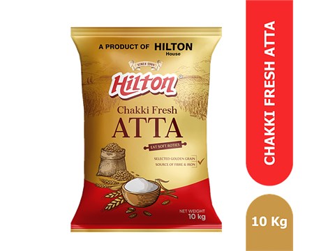 Hilton Chakki Fresh Atta - Source Of Fibre & Iron, For Soft Rotis, 10 kg