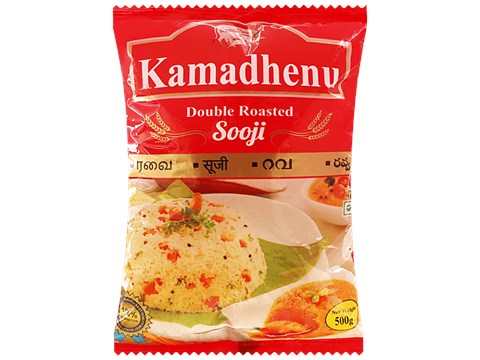 Kamadhenu Double Roasted Rava/Sooji - Low Fat, Rich In Minerals, Iron, Perfect Breakfast, 500 g