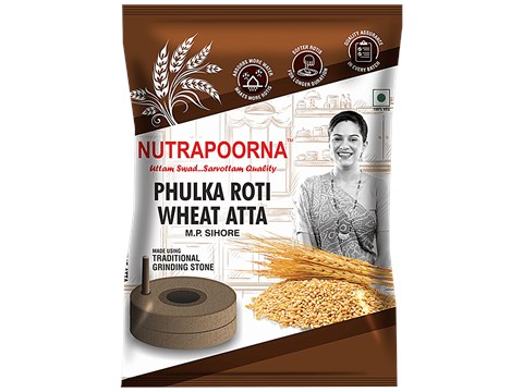 Nutrapoorna Phulka Roti Wheat Atta - Premium, Fresh, Rich In Nutrients, No Preservatives, 1 kg