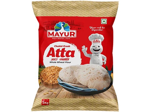 Mayur Whole Wheat/Chakki Fresh Atta - Rich In Protein & Fibre, No Preservatives, 5 kg